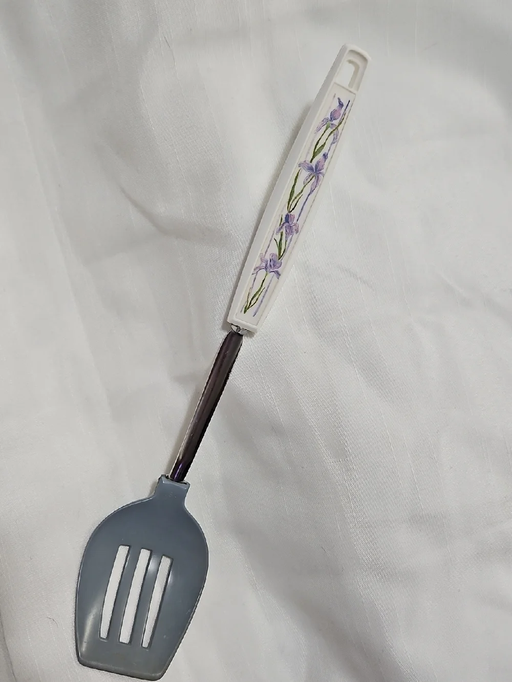 Iris Floral Handle Slotted Spoon Turner Spatula Matches Corning Dishes